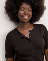 The Vintage Rib Henley | Black