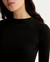 The Luxe Rib Funnel-Neck Tee | Black