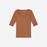 The Luxe Micro-Rib Scoop-Neck Tee | Tawny Brown