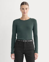 The Luxe Rib Long-Sleeve Crew | Heathered Dark Sea