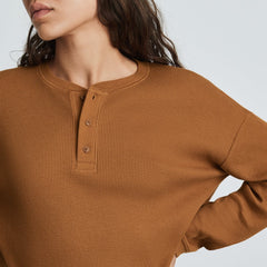 The Organic Cotton Waffle Henley | Toasted Almond