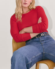 The Luxe Rib Long-Sleeve Crew | Berry Red