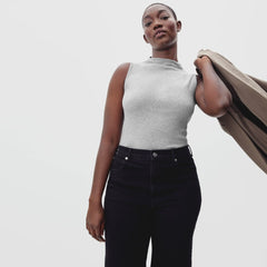 The Pima Micro-Rib Funnel-Neck Tank | Heathered Grey