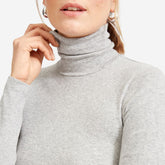 The Luxe Micro-Rib Turtleneck | Heathered Grey