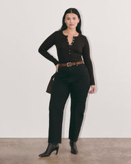 The Luxe Rib Henley | Black