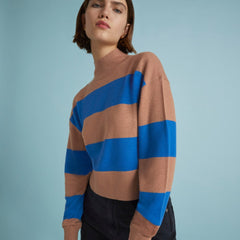 The Luxe Merino Turtleneck | Sahara / Lapis Blue