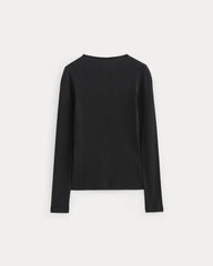 The Luxe Rib Funnel-Neck Tee | Black