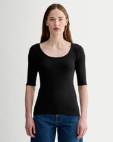 The Luxe Rib Scoop-Neck Tee | Black