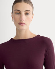 The Luxe Rib Funnel-Neck Tee | Heathered Port Royale