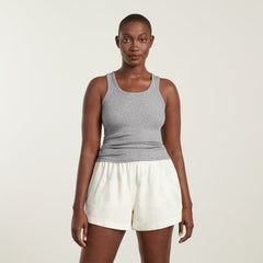 The Pima Micro-Rib U-neck Tank | Heathered Grey