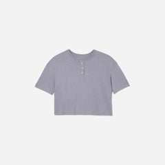 The Vintage Henley Hemp Tee | Lilac Grey