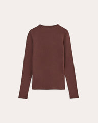 The Luxe Rib Funnel-Neck Tee | Dark Mahogany