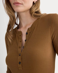 The Luxe Rib Henley | Toffee