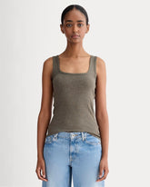 The Luxe Rib Square-Neck Tank | Heathered Fatigue