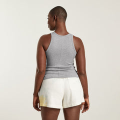 The Pima Micro-Rib U-neck Tank | Heathered Grey