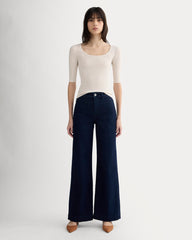 The Luxe Rib Scoop-Neck Tee | Heathered Oat