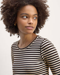 The Luxe Rib Long-Sleeve Crew | Bone / Black