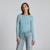 The Luxe Rib Long-Sleeve Crew | Blue Shadow