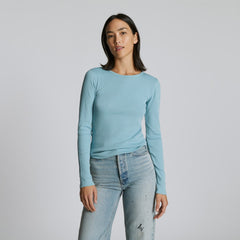 The Luxe Rib Long-Sleeve Crew | Blue Shadow