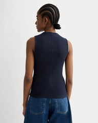 The Luxe Rib Funnel-Neck Tank | Navy