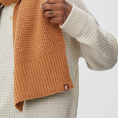 The Felted Merino Waffle-Knit Scarf | Deep Camel