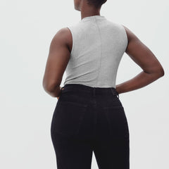 The Pima Micro-Rib Funnel-Neck Tank | Heathered Grey