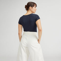 The Rib Soft Knit Scoop-Neck Tee | Navy