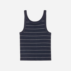 The Pima Micro-Rib Short Tank | Navy / White