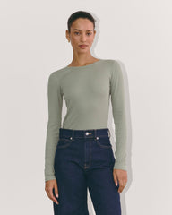 The Luxe Rib Long-Sleeve Crew | Sage Green