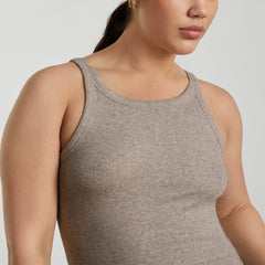 The Pima Micro-Rib Short Tank | Heathered Burnt Sugar