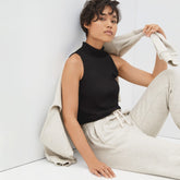 The Ribbed Mockneck Tank | Black