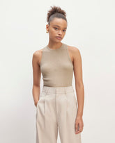 The Luxe Rib Racerback Tank | Heathered Tan