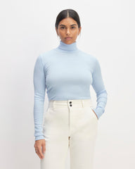 The Luxe Rib Turtleneck | Chambray Blue