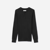 The Waffle Long-Sleeve Henley Tee | Black