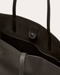 The Luxe Medium Italian Leather Tote | Black