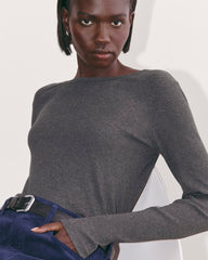 The Luxe Rib Long-Sleeve Crew | Heathered Soot