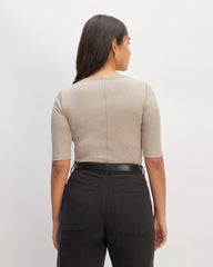 The Luxe Rib Scoop-Neck Tee | Heathered Tan