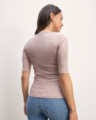 The Luxe Rib Scoop-Neck Tee | Dusty Rose