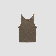 The Supima® Micro-Rib Cropped Tank | Heathered Fatigue