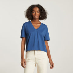 The Organic Cotton Slouchy V-Neck | Deep Blue