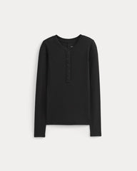 The Luxe Rib Henley | Black