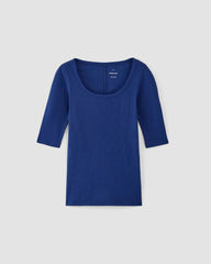 The Luxe Rib Scoop-Neck Tee | Bellwether Blue