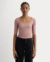 The Luxe Rib Scoop-Neck Tee | Rose Dusk