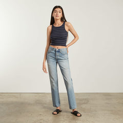 The Pima Micro-Rib Short Tank | Navy / White