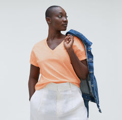 The Organic Cotton Slouchy V-Neck | Apricot