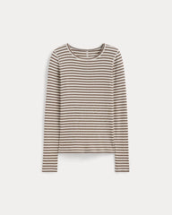The Luxe Rib Long-Sleeve Crew | Bone / Deep Taupe