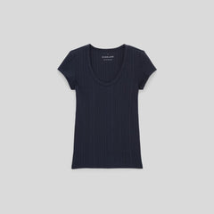 The Rib Soft Knit Scoop-Neck Tee | Navy