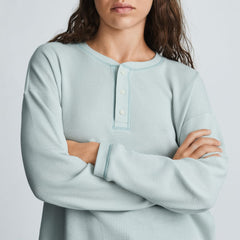 The Organic Cotton Waffle Henley | Ice Blue
