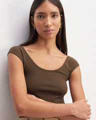 The Supima® Form Cap-Sleeve Tee | Cocoa