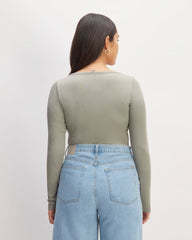 The Luxe Rib Long-Sleeve Scoop-Neck Tee | Sage Green